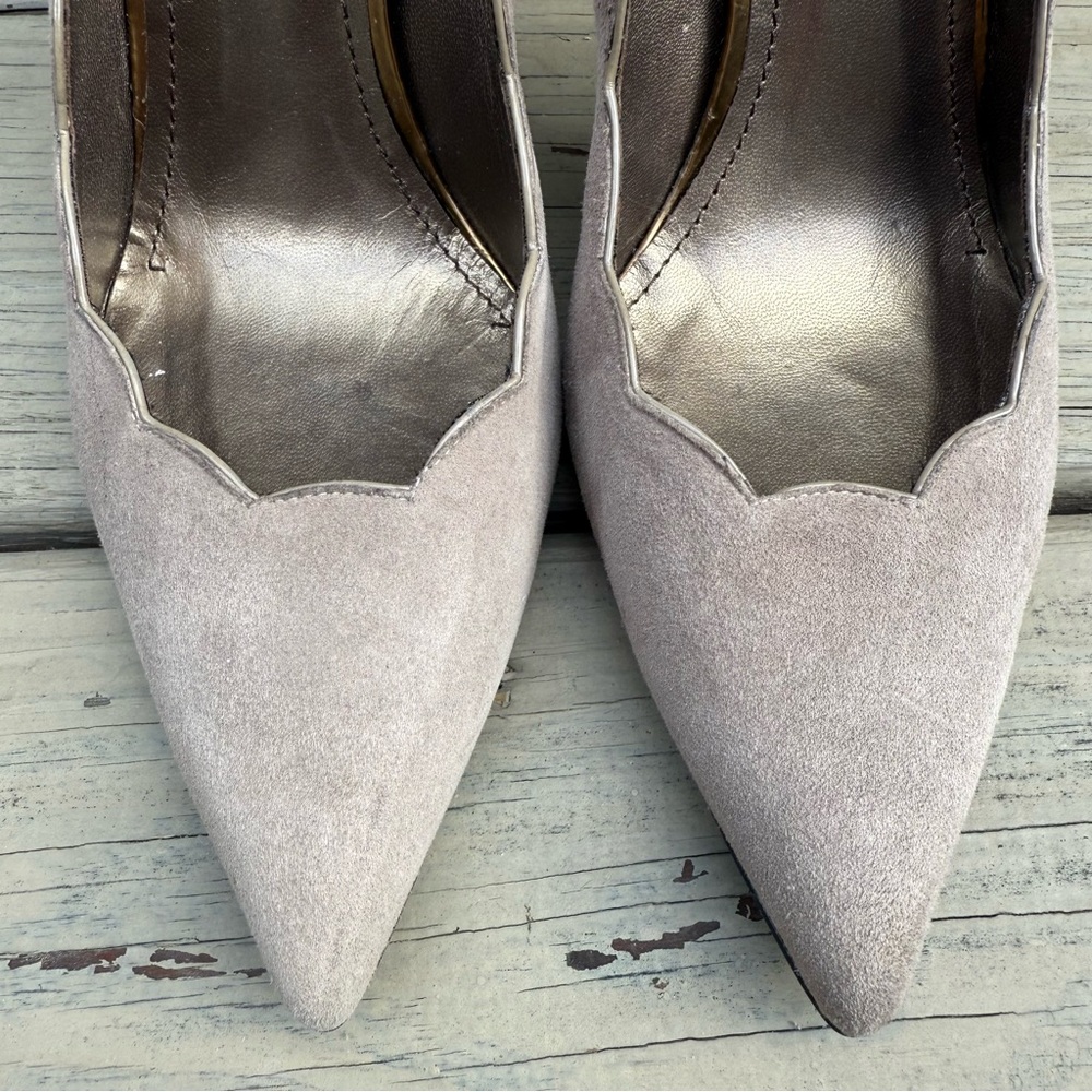 Stuart Weitzman Scallopfine Anthracite Suede Scallop Edge Pumps Shoes Heels 11 - Picture 4 of 15
